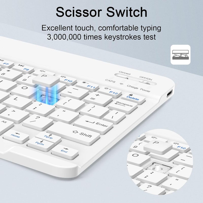 Nsyee Wireless Keyboard and Mouse Combo, Rechargeable Bluetooth Keyboard & Mouse with 2.4 GHz Wireless USB Receiver, Compatible with iPad, Smartphone, PC, Laptop, Windows/iOS/Android, White - Image 5