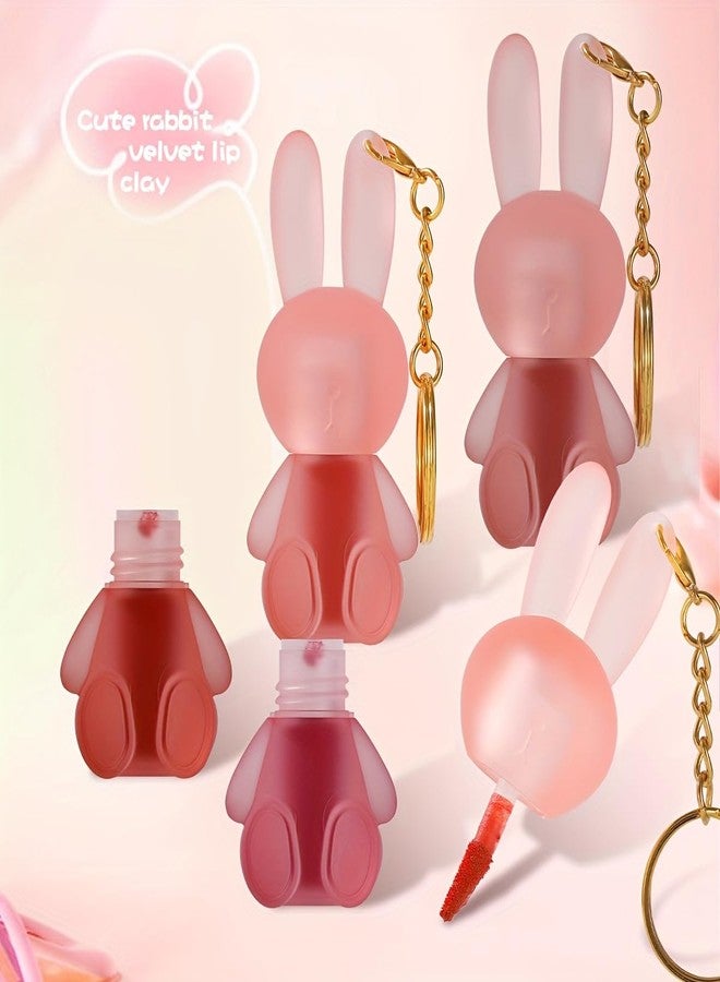 GEGE BEAR Bunny Velvet Lip Mud | Soft Matte Finish | Hydrating | Long-Lasting | Non-Sticky | Keychain Design | Trendy Lipsticks for Women | 6 Colors, 4ml (01-MILKY, 4mL) - Image 2