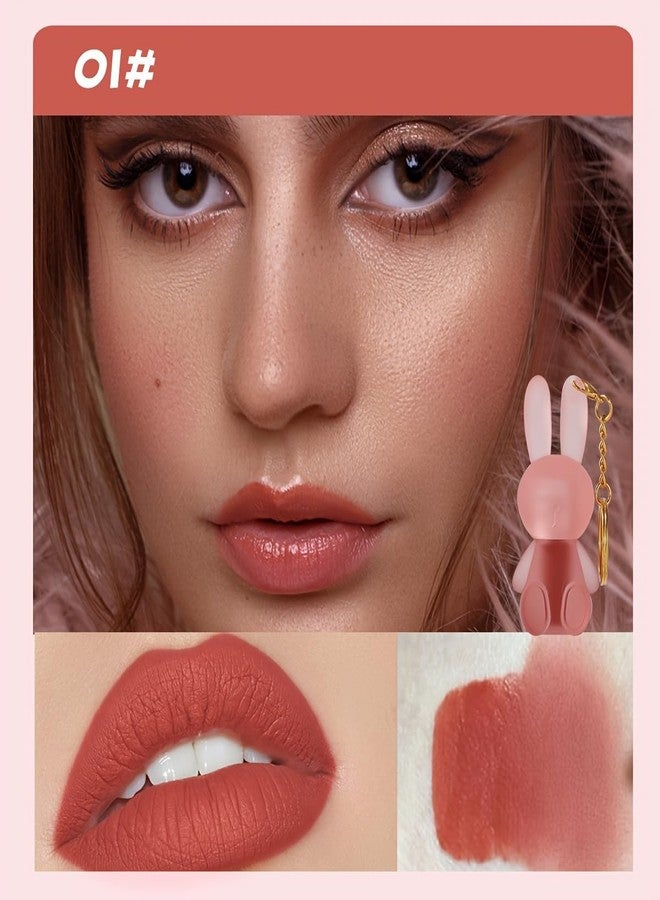 GEGE BEAR Bunny Velvet Lip Mud | Soft Matte Finish | Hydrating | Long-Lasting | Non-Sticky | Keychain Design | Trendy Lipsticks for Women | 6 Colors, 4ml (01-MILKY, 4mL) - Image 5