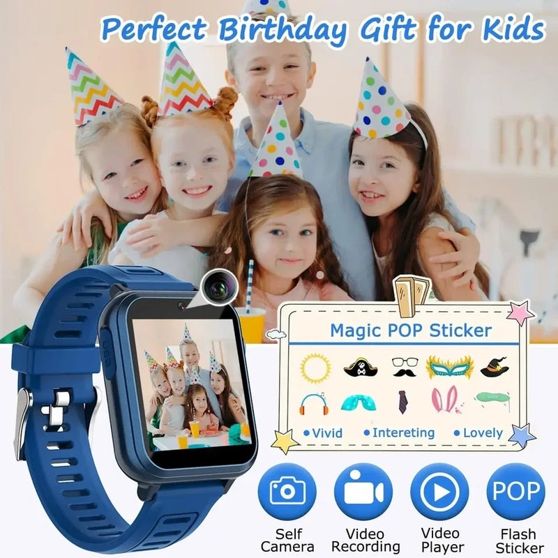 FUYUN Children's Wristwatch 24 Games Kids Smart Watch Music Play Pedometer Tracker Time Display Video Audio Record Torch Smartwatch, Dark Blue 1814618 - Image 4