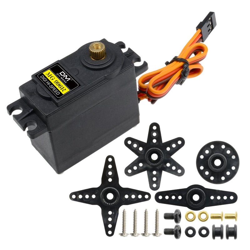 diymore [ Full Brass Gear 6 Pack MG996R Gear Torque Digital RC Servo Motors High Torque Gear Servo for JR RC Helicopter Car Boat Robot with Servo Arm 25T Disc Metal Horns - Image 2