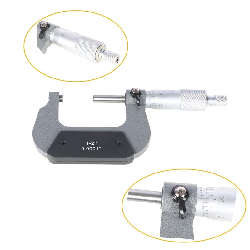 findmall 1-2" Outside Micrometer 0.0001" Carbide Tipped 1-2 Inch Micrometer Machinist Tool - Image 5