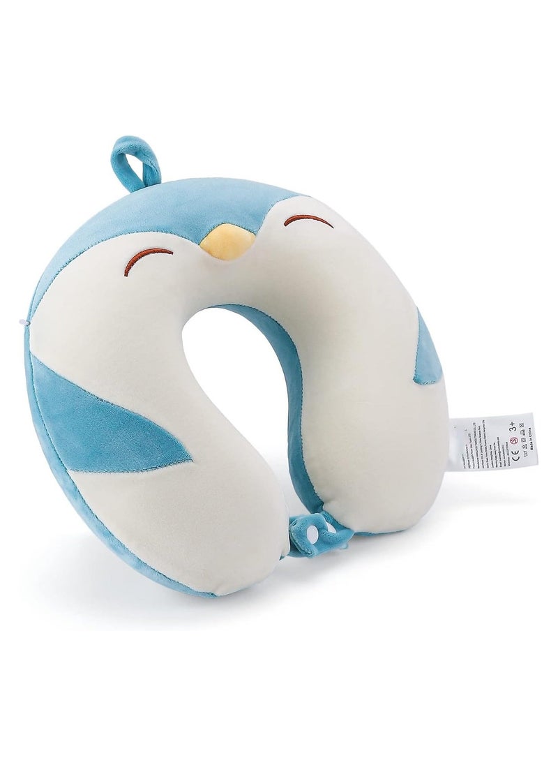 Arabest Cartoon Headrest & Neck Pillow for Kids Boys & Girls, 100% Pure Memory Foam Penguin Travel Pillow, for Airplane Travel, Road Trip - Neck, Chin Support, Stops Head from Falling Forward, Washable  - Image 5