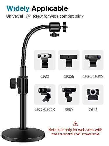 InnoGear Webcam Stand for Desk, Camera Stand Mount Gooseneck Arm for Logitech Webcam C922 C930e C920S C920 C615 C960 C920x BRIO 4K NexiGo N60, Phone Mount, Right Light, GoPro with 1/4" Thread - Image 5