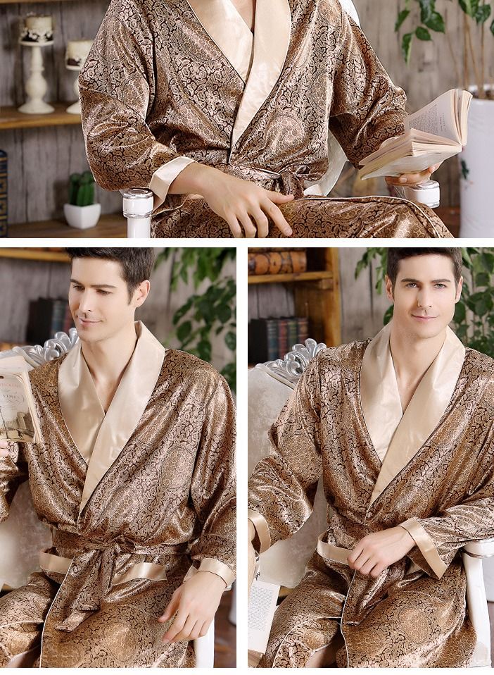 Loquat Printed Pyjama Robe Gold 