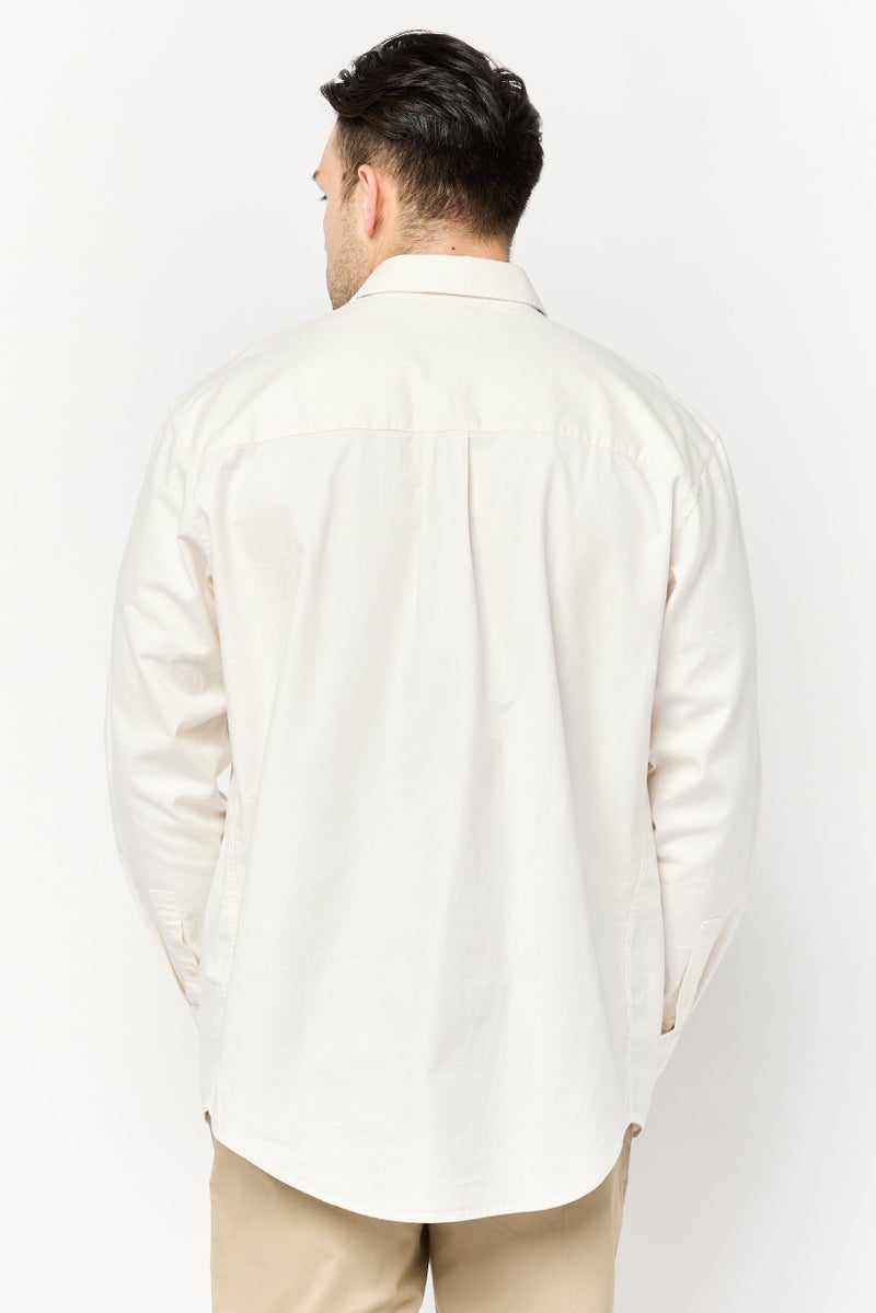 SELECTED قميص رجالي عادي بأكمام طويلة بلون سادة، أبيض فاتح - Image 4
