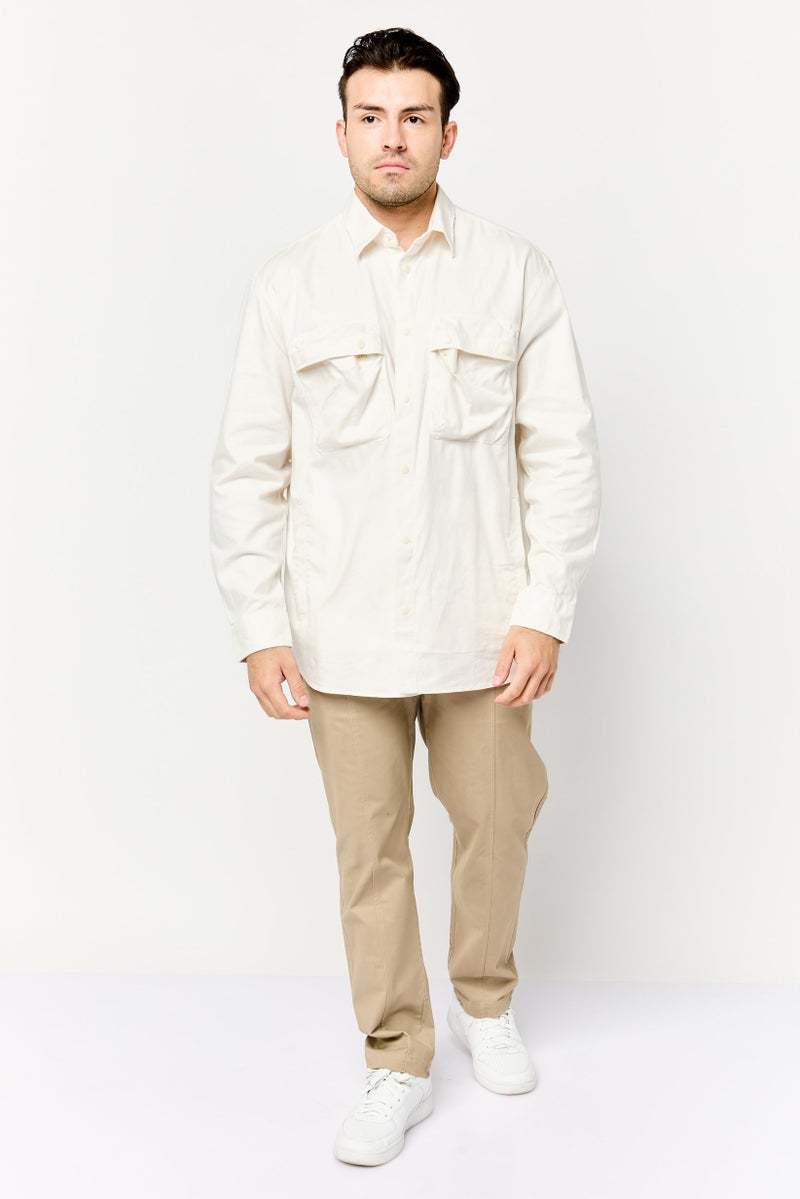 SELECTED قميص رجالي عادي بأكمام طويلة بلون سادة، أبيض فاتح - Image 2