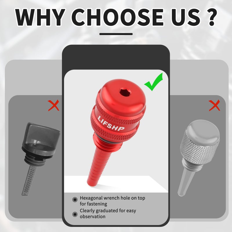 Lifshp Aluminum Alloy Generator Magnetic Oil Dipstick  For Wen 55201 Predator 212Cc 196Cc Yamaha Coleman Westinghouse Champion Ai Power Generac Pulsar And Small Inverter Generator-Red - Image 5