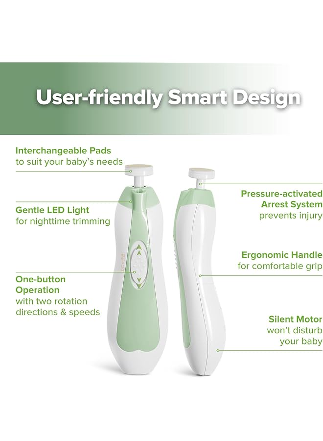 haakaa Baby Nail Trimmer Electric Baby Nail Clippers Kit For Newborn Toddler Or Adults Fingernails And Toenails Care With Extra 4 Replacement Pads New Combo Meadow - Image 5