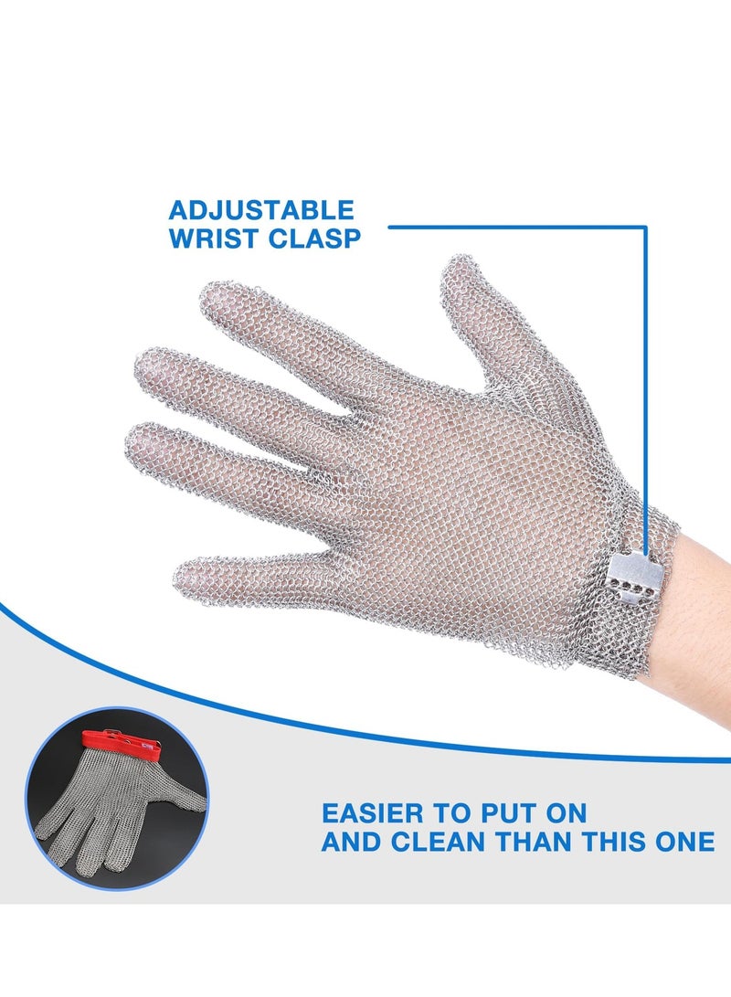 Zikra Cut Resistant Glove Stainless Steel Upgrade Mesh for Cutting Butcher Safety Work Cooking, Wood Carving, Meat Fishing, Durable Men or Women M - Image 5