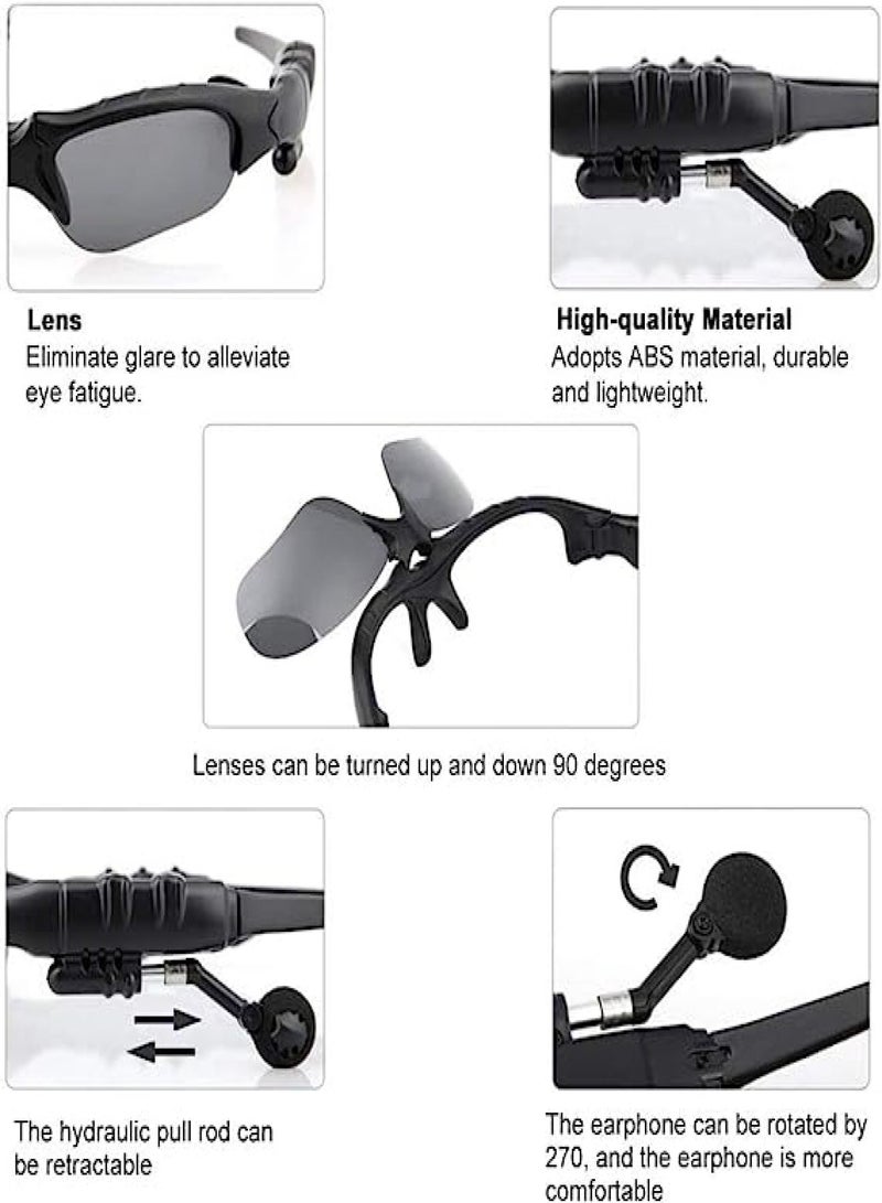 Domary Smart Sunglasses Wireless Bluetooth Headset Polarized Glasses Music Headphones Voice Control Speakerphone with Microphone for Driving Tours, Fishing, Running, Golf Outdoor Activities - Image 3