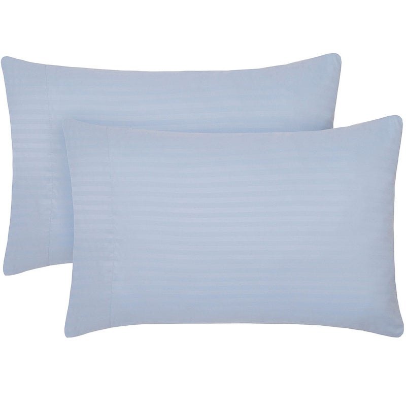 Mellanni Pillow Cases  Luxury Extra Soft Cooling Pillow Covers  2 PC Iconic Collection Pillowcases  Envelope Closure StandardQueen 20 x 30 Striped Light Blue