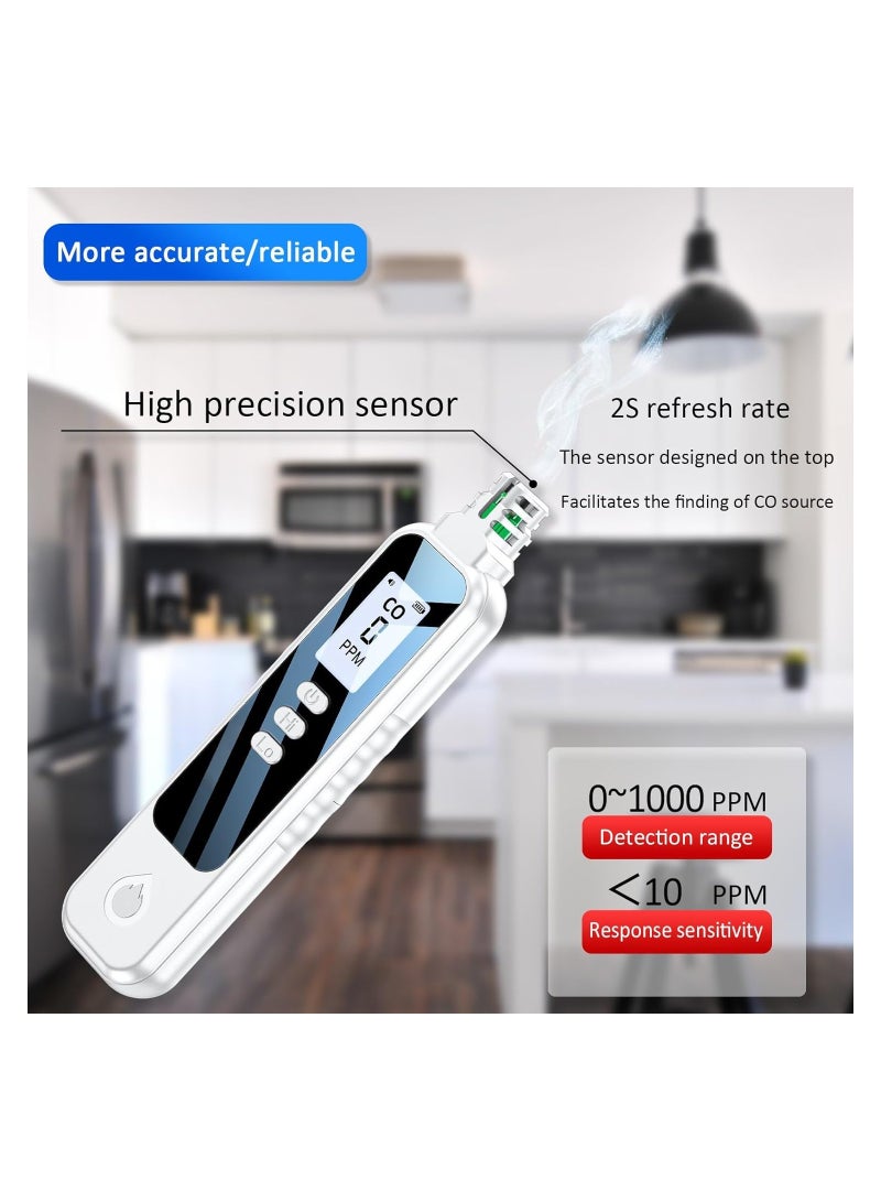 Zikra Portable Carbon Monoxide Detector, Mini Travel CO Alarm, 0-1000PPM Detection Range, CO Air Quality Monitor, CO Monitor Alarm Air Quality Monitor for Home/Travel, Professional-Grade CO Gas Tester - Image 3