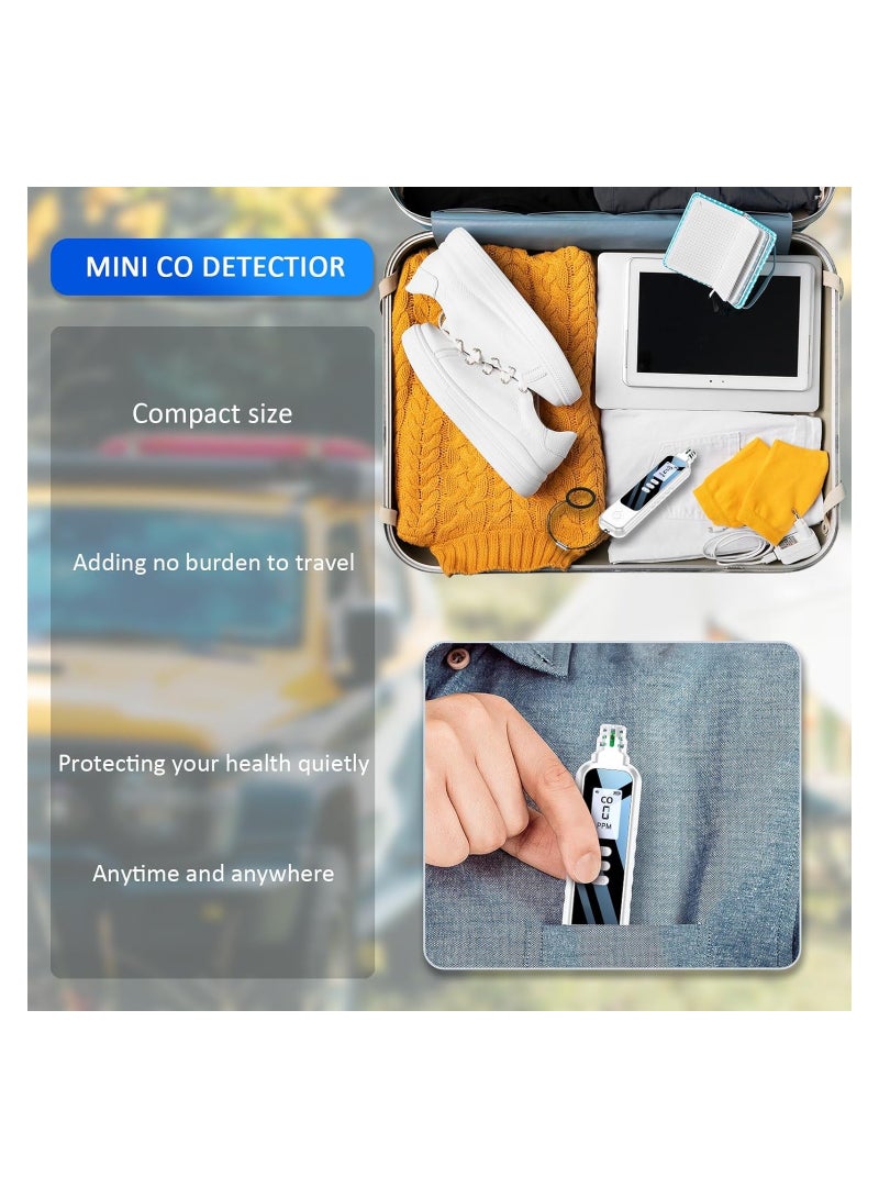 Zikra Portable Carbon Monoxide Detector, Mini Travel CO Alarm, 0-1000PPM Detection Range, CO Air Quality Monitor, CO Monitor Alarm Air Quality Monitor for Home/Travel, Professional-Grade CO Gas Tester - Image 5