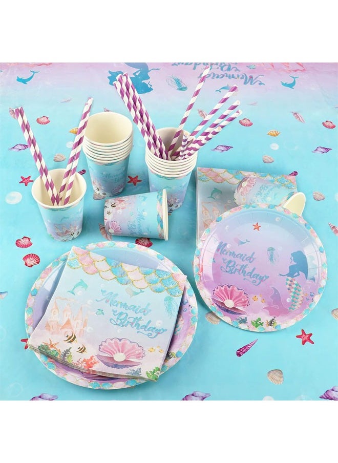 Birthday Party Supplies Set, 134 Piece Mermaid Theme Party Birthday Decoration, Including Napkins, Plates, Cups, Knives, Forks, Spoons, Straws, for Kids Birthday Party, Baby Shower, Serves 16 People - pzsku/Z654F544398DC3D334C19Z/45/_/1734072064/818d531e-493e-4e5f-98ac-cae42f617c91