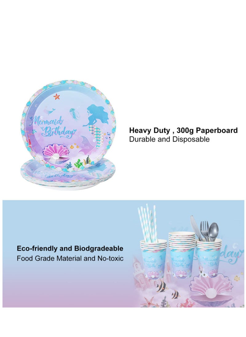 Birthday Party Supplies Set, 134 Piece Mermaid Theme Party Birthday Decoration, Including Napkins, Plates, Cups, Knives, Forks, Spoons, Straws, for Kids Birthday Party, Baby Shower, Serves 16 People - pzsku/Z654F544398DC3D334C19Z/45/_/1734072377/3b35bfa5-b191-4318-aac7-2398610d2905