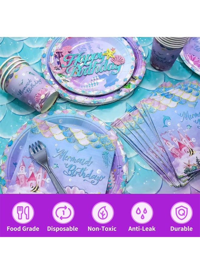 Birthday Party Supplies Set, 134 Piece Mermaid Theme Party Birthday Decoration, Including Napkins, Plates, Cups, Knives, Forks, Spoons, Straws, for Kids Birthday Party, Baby Shower, Serves 16 People - pzsku/Z654F544398DC3D334C19Z/45/_/1734072379/062bbe3a-26a9-40b2-9a41-964c56992b85