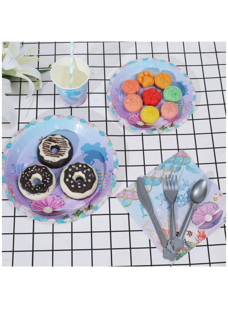 Birthday Party Supplies Set, 134 Piece Mermaid Theme Party Birthday Decoration, Including Napkins, Plates, Cups, Knives, Forks, Spoons, Straws, for Kids Birthday Party, Baby Shower, Serves 16 People - pzsku/Z654F544398DC3D334C19Z/45/_/1734072466/3bb1fb63-7da5-46e0-b682-3879646d52e0