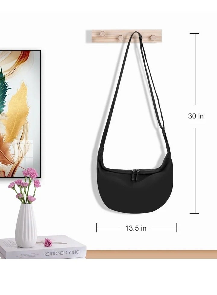 Small Sling Crossbody Bag for Women Men, Casual Crossbody Bag Sling Backpack with Adjustable Strap, Lightweight Nylon Shoulder Waist Pack Belt Bag with 2 Zippers for School Travel Hiking (Black) - Image 5