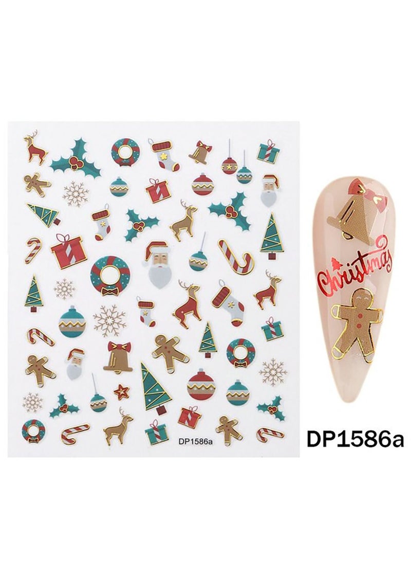 brunson Christmas Nail Stickers Decals, Winter Snowflakes Snowman 3D Self-Adhesive Nail Art Stickers Cute Elk Santa Claus Design Nail Decorations Xmas DIY Manicure Supplies for Women Girls - Image 1