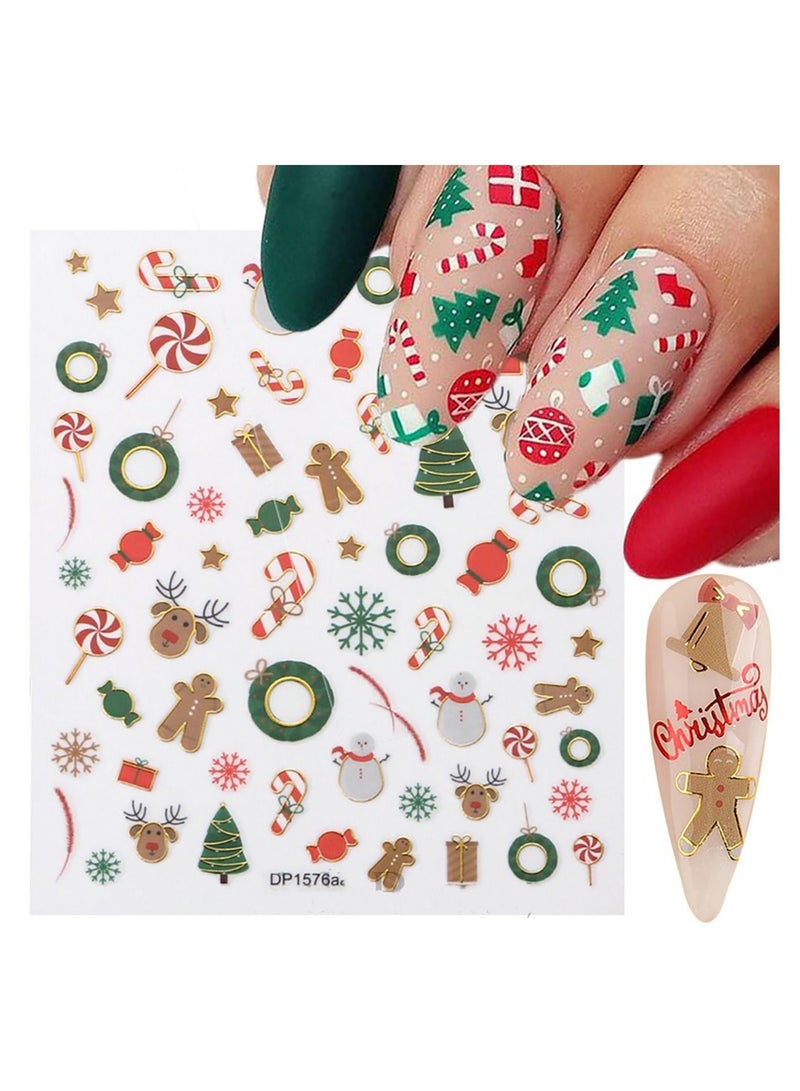 brunson Christmas Nail Stickers Decals, Winter Snowflakes Snowman 3D Self-Adhesive Nail Art Stickers Cute Elk Santa Claus Design Nail Decorations Xmas DIY Manicure Supplies for Women Girls - Image 2