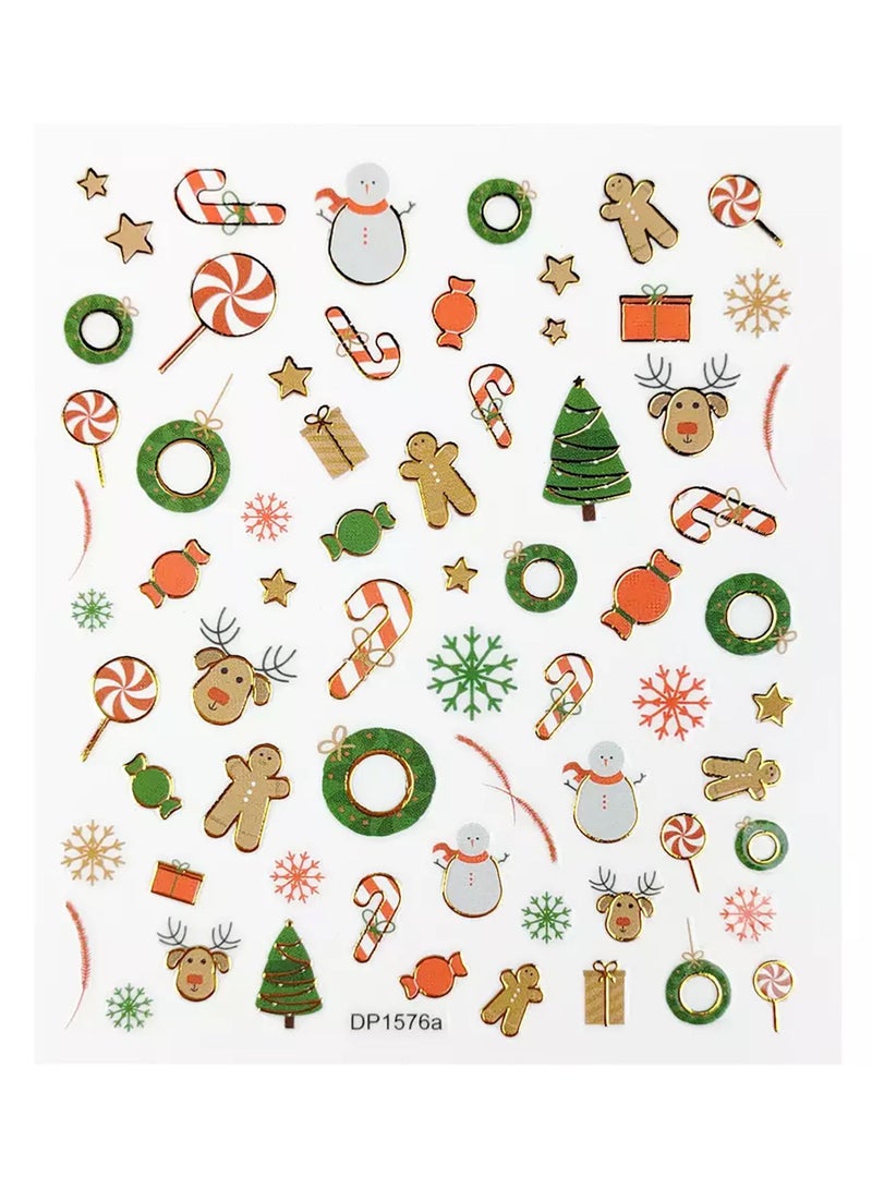 brunson Christmas Nail Stickers Decals, Winter Snowflakes Snowman 3D Self-Adhesive Nail Art Stickers Cute Elk Santa Claus Design Nail Decorations Xmas DIY Manicure Supplies for Women Girls - Image 3