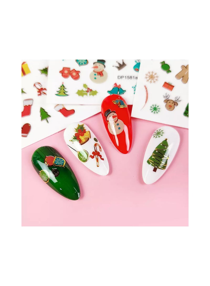 brunson Christmas Nail Stickers Decals, Winter Snowflakes Snowman 3D Self-Adhesive Nail Art Stickers Cute Elk Santa Claus Design Nail Decorations Xmas DIY Manicure Supplies for Women Girls - Image 4