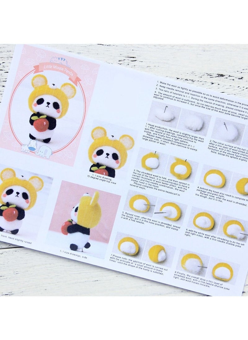 WAOKN Needle Felting Panda Craft Wool Kit Girl Pillows Gifts for Kids Girls Women Girlfriend on Birthday Day and Party Gifts - Image 2