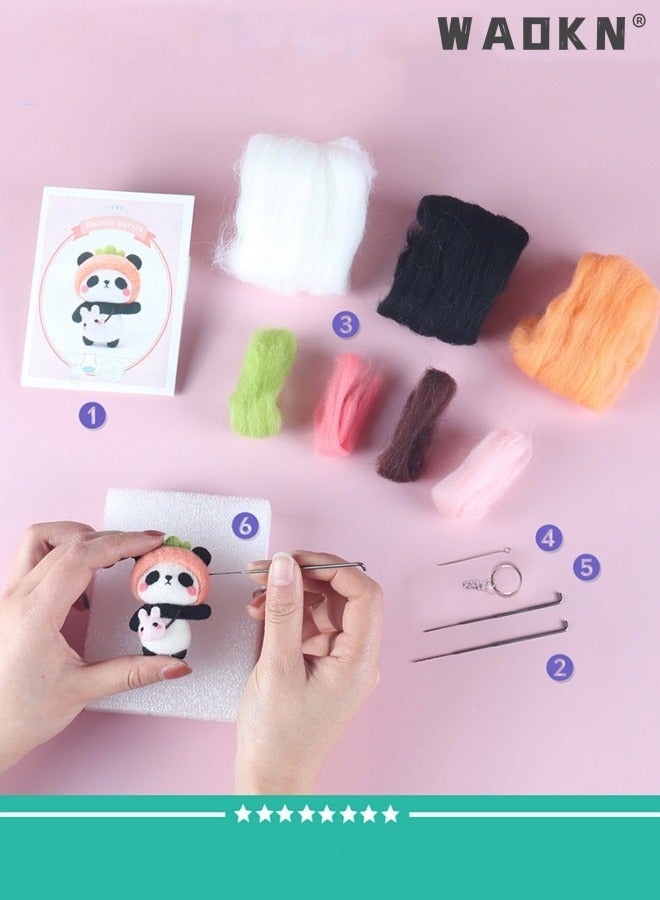 WAOKN Needle Felting Panda Craft Wool Kit Girl Pillows Gifts for Kids Girls Women Girlfriend on Birthday Day and Party Gifts - Image 4