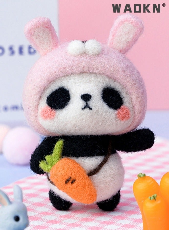 WAOKN Needle Felting Panda Craft Wool Kit Girl Pillows Gifts for Kids Girls Women Girlfriend on Birthday Day and Party Gifts - Image 1