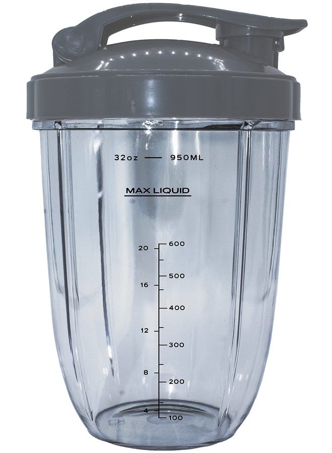 Blendin 32 Ounce Colossal Cup Jar with Flip Top To-Go Lid Bundle, Compatible with Nutribullet 600W, 900W, NB-101B, NB-101S, NB-201, NBR-0601, NBR-1201, NB9-1301, 900 Pro Series Blenders - Image 1