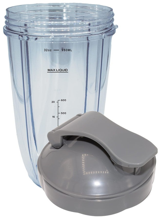 Blendin 32 Ounce Colossal Cup Jar with Flip Top To-Go Lid Bundle, Compatible with Nutribullet 600W, 900W, NB-101B, NB-101S, NB-201, NBR-0601, NBR-1201, NB9-1301, 900 Pro Series Blenders - Image 3