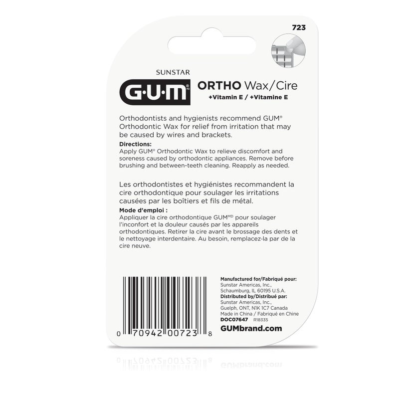 GUM Orthodontic Wax for Braces and Dental Devices - Soothing Dental Wax with Vitamin E and Aloe Vera - Clear Color - Unflavored (Pack of 6) - Image 5