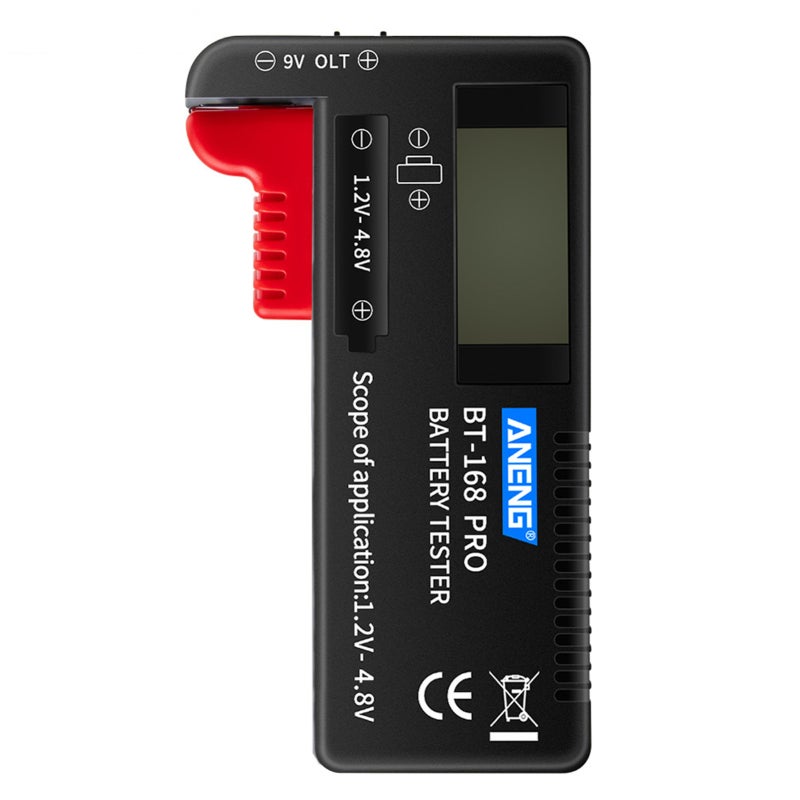 Battery Tester Black Mini Compact Portable Easy-to-Operate - Quick Capacity Test No Battery Required Battery Checker for 1.2~4.8V AA AAA D C 6F22 18650 CR2032 LR44 Batteries - Image 1