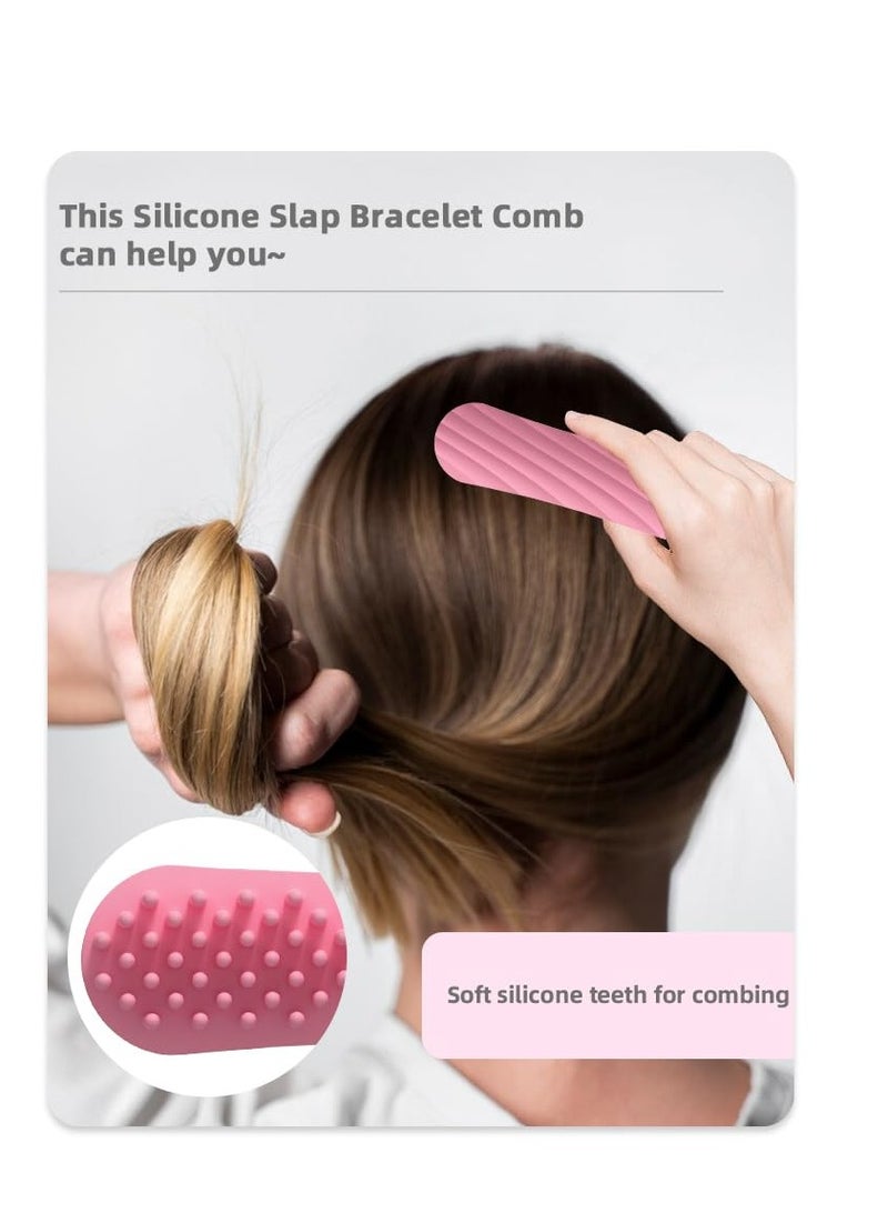 Excefore Silicone Hair Comb, Slap Bracelet Comb, Scalp Scrubber with Slap Bracelet, Silicone Slap Bracelet Scalp Massager, Hair Massage Comb Stylish, Unisex Slap Bracelet Hair Care Tool, Pink - Image 2