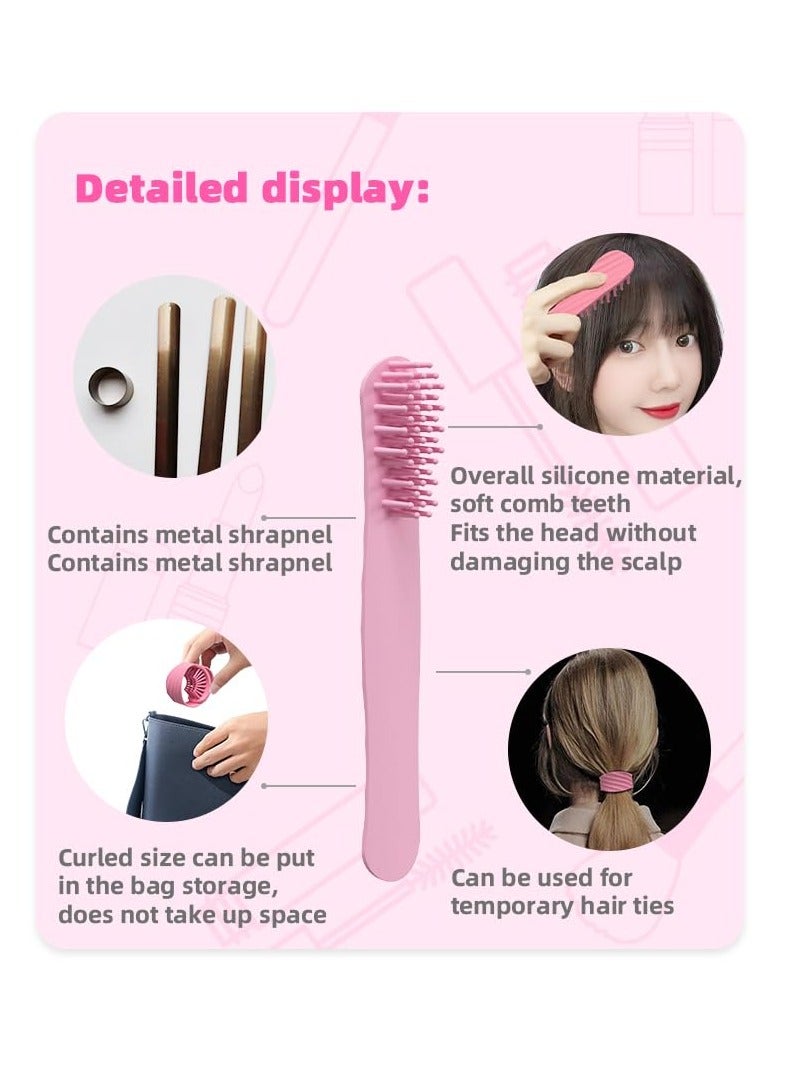 Excefore Silicone Hair Comb, Slap Bracelet Comb, Scalp Scrubber with Slap Bracelet, Silicone Slap Bracelet Scalp Massager, Hair Massage Comb Stylish, Unisex Slap Bracelet Hair Care Tool, Pink - Image 5