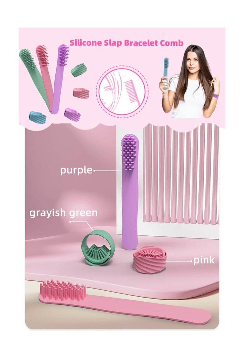 Excefore Silicone Hair Comb, Slap Bracelet Comb, Scalp Scrubber with Slap Bracelet, Silicone Slap Bracelet Scalp Massager, Hair Massage Comb Stylish, Unisex Slap Bracelet Hair Care Tool, Pink - Image 3