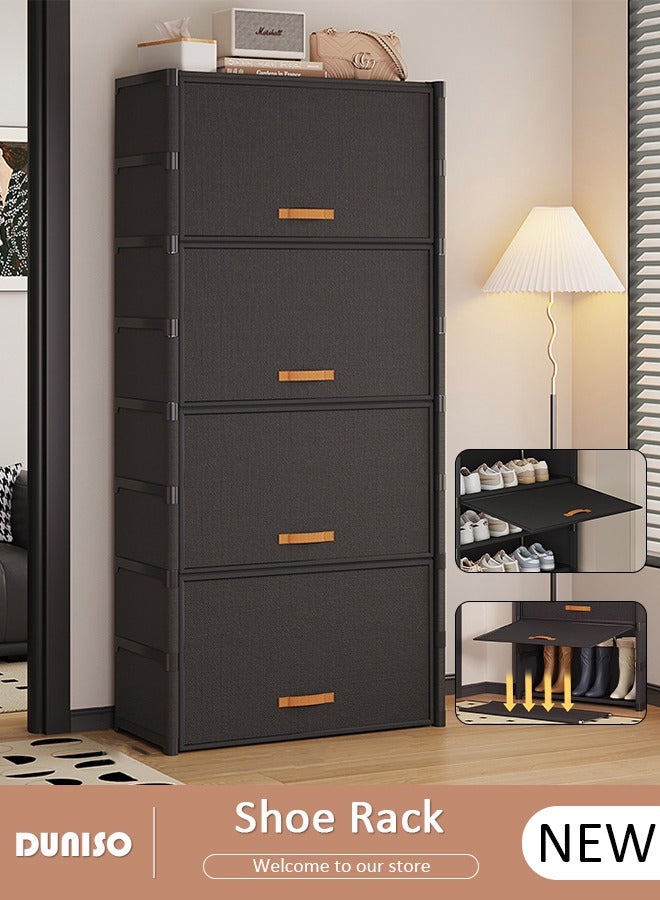 DUNISO 9 Tier Shoe Rack, Dust-proof Shoe Storage Cabinet with Doors, Expandable Stackable Shoe Shelf, Portable Shoe Storage Cabinet for Shoes, Boots, Slippers, Freestanding Shoe Organizer for Entryway Porch Bedroom Garages - Image 1