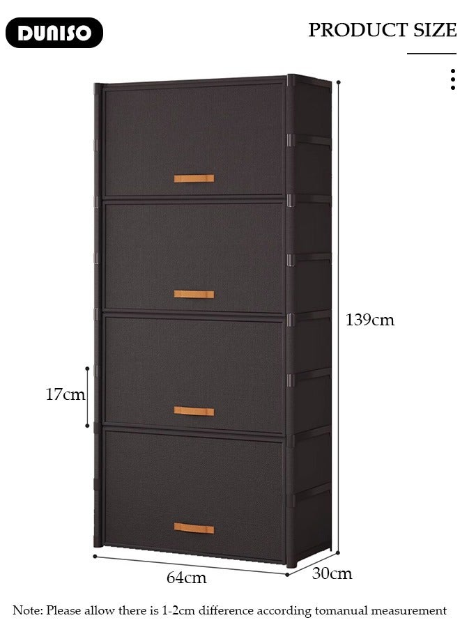 DUNISO 9 Tier Shoe Rack, Dust-proof Shoe Storage Cabinet with Doors, Expandable Stackable Shoe Shelf, Portable Shoe Storage Cabinet for Shoes, Boots, Slippers, Freestanding Shoe Organizer for Entryway Porch Bedroom Garages - Image 4