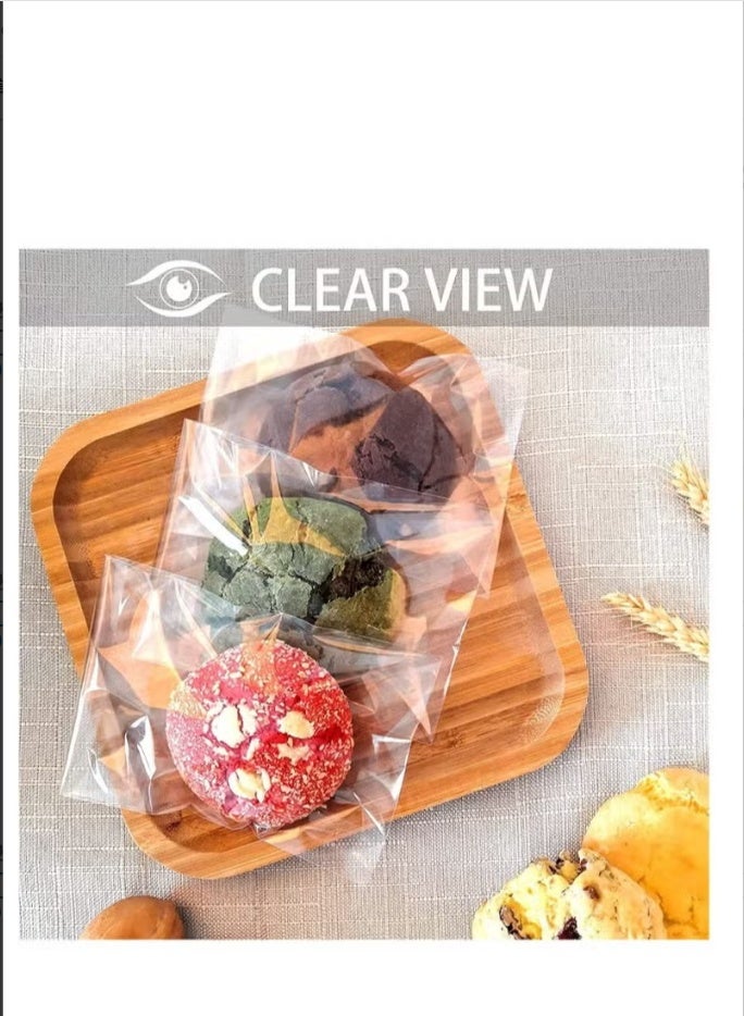 Clear Cellophane Bags, 100 Pcs Large Resealable Self-Adhesive Food Grade Sealing Treat Bags OPP Plastic Bag for Candy, Soap, Cookie, Chocolates, Lollipop, Bulk, Snacks, Bread 10 x 18 cm - Image 2