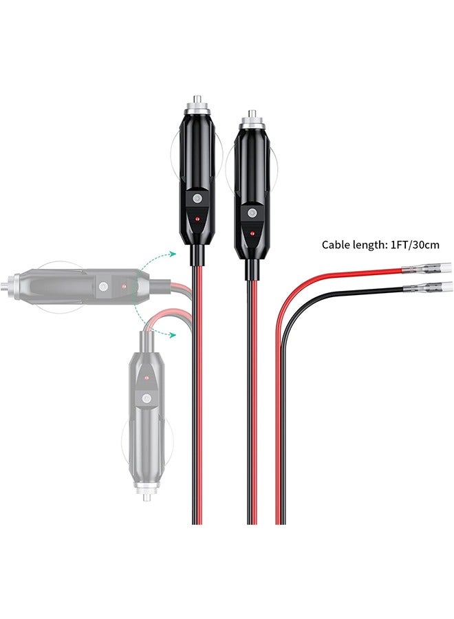 Cigarette Lighter Plug, 12V Fused Replacement Cigarette Lighter Male Plug Adapter with Leads  LED Light 16AWG Extension Cable with 15A Fuse Cigarette Lighter Plug (2 Pack) - Image 4