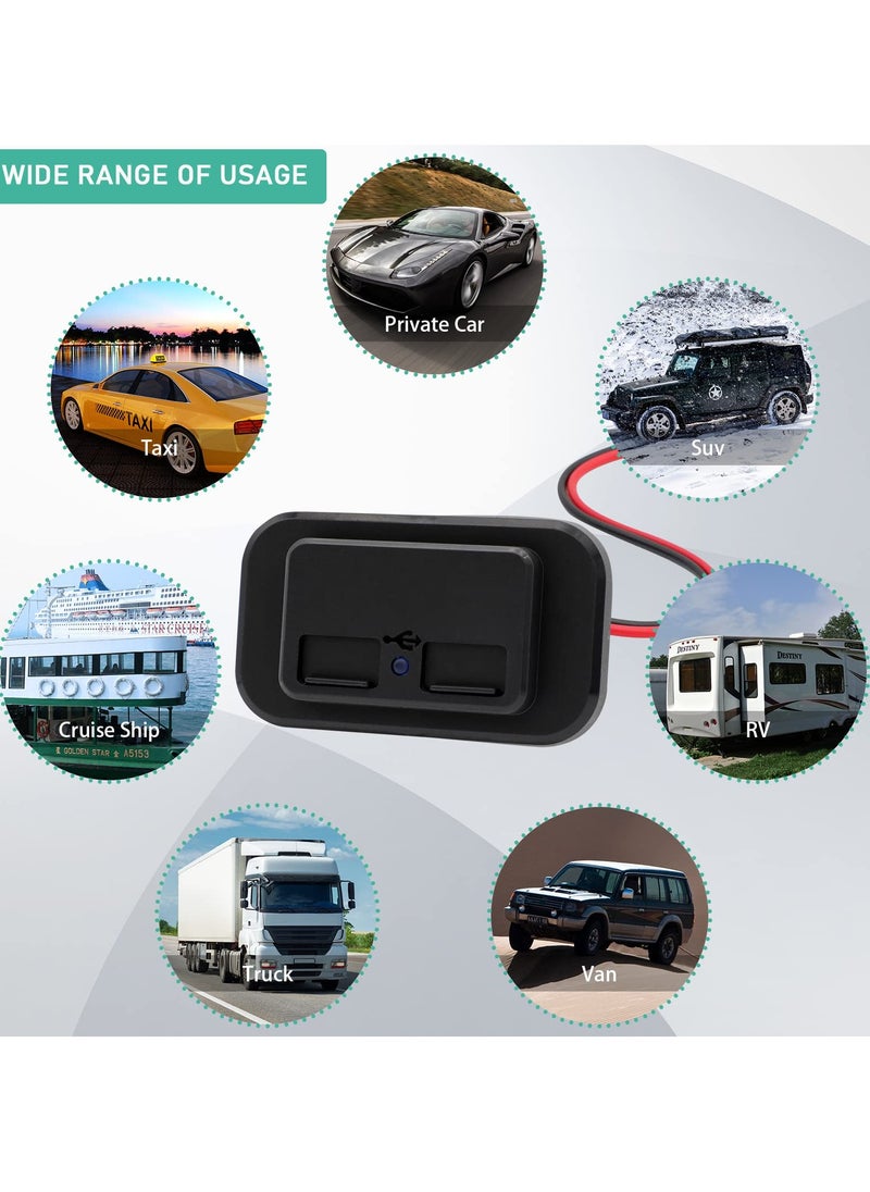 USB Outlet, RV USB Outlet Car Charger, RV Dual USB Port Female Panel Mount for Cars Bus Boat Automotive Marine ATV Truck Golf Cart