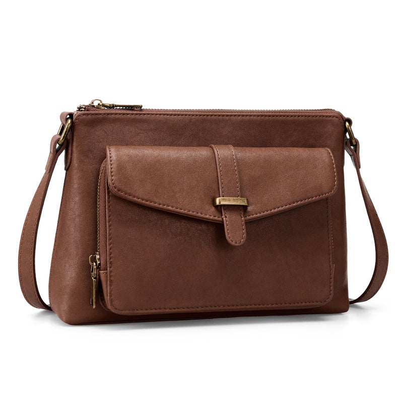 befen Genuine Leather Purses for Women Small Crossbody Purse with Built in RFID Wallet Soft Real Leather Cross Body Bags Brown Shoulder Bag with Adjustable Strap Trendy Handbag for Trave L& Daily - Image 1