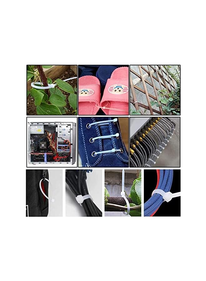 ECVV Cable Ties Agement White Wire Zip Ties Nylon Cables Ties 200Mm Pack Of 100 - Image 5