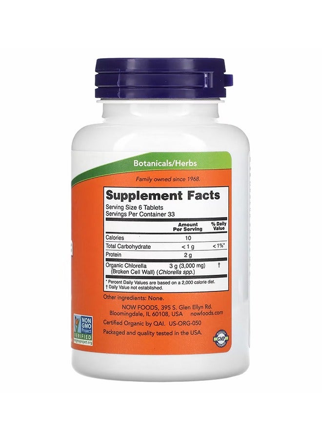now Certified Organic Chlorella, 500 mg, 200 Tablets - Image 2