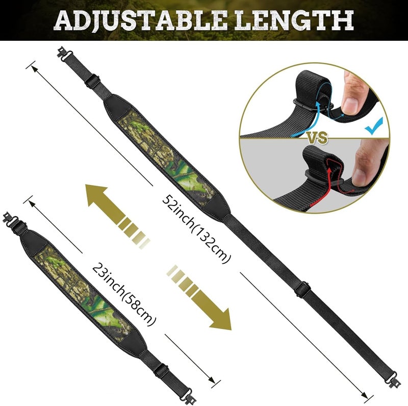EZshoot Two Point Sling with Swivels, Comfortable Neoprene Padded, Length Adjustable Shoulder Strap for Outdoors - Image 3