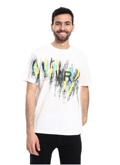 WHITE RABBIT Printed Regular Fit Slip On T-Shirt - White, Yellow & Green  - Image 1