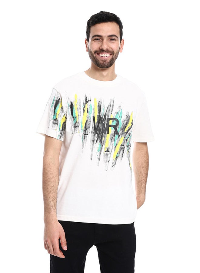 WHITE RABBIT Printed Regular Fit Slip On T-Shirt - White, Yellow & Green  - Image 1