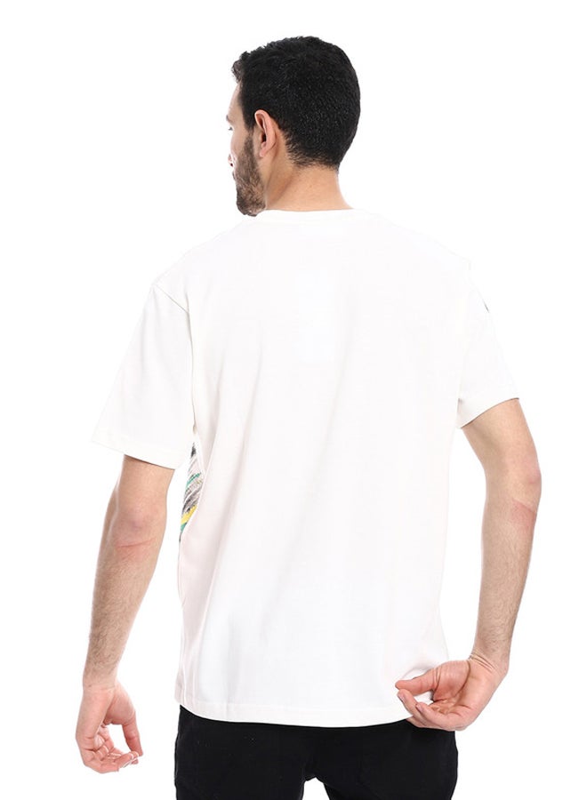 WHITE RABBIT Printed Regular Fit Slip On T-Shirt - White, Yellow & Green  - Image 3