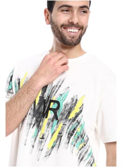 WHITE RABBIT Printed Regular Fit Slip On T-Shirt - White, Yellow & Green  - Image 4